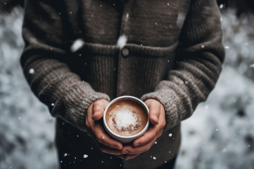 Man holding coffee standing outdoors winter. AI generated Image by rawpixel.