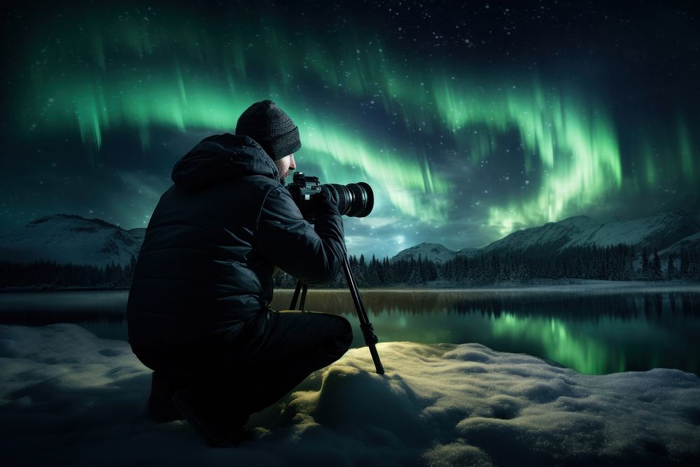 Photographer camera night outdoors. AI generated Image by rawpixel.
