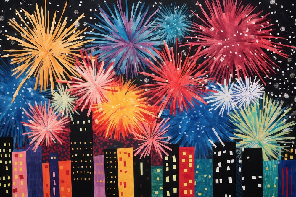New year fireworks outdoors night. AI generated Image by rawpixel.