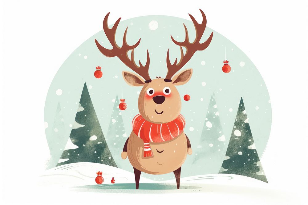 A fat gaint friendly snowman christmas nature antler. AI generated Image by rawpixel.