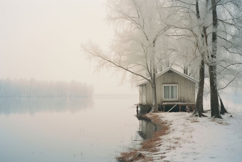Winter house architecture building outdoors. AI generated Image by rawpixel.