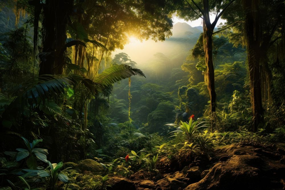 Amazon forest landscape plant vegetation outdoors. AI generated Image by rawpixel.