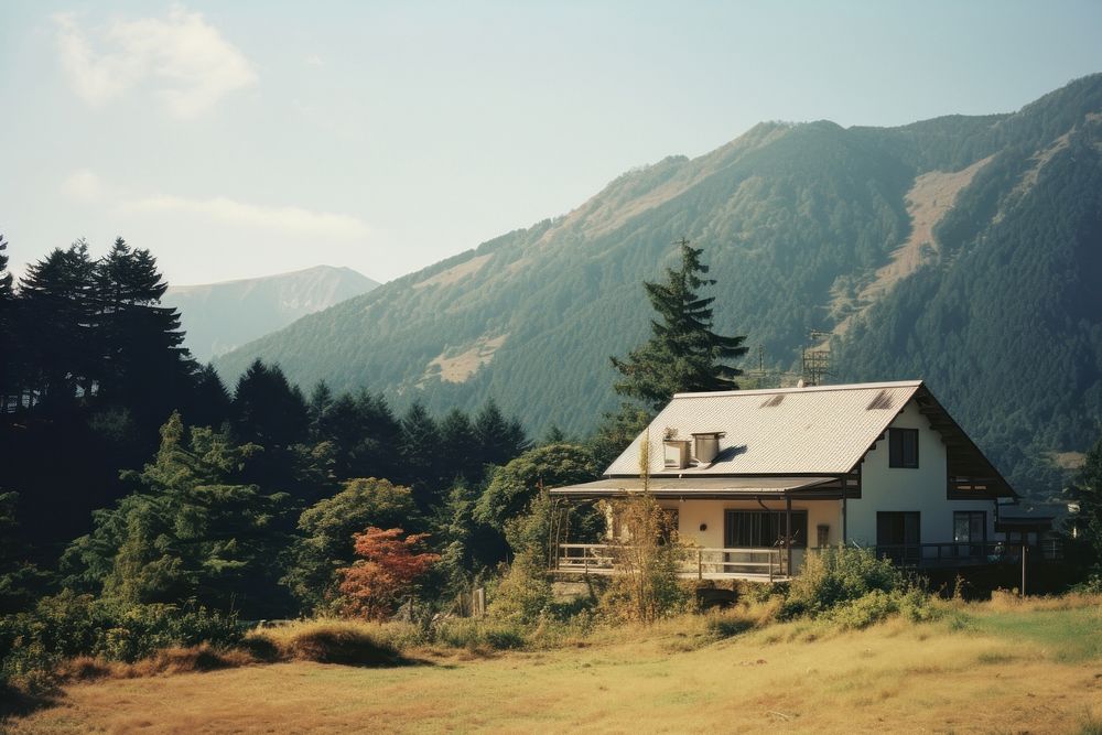 House mountain architecture landscape. AI generated Image by rawpixel.