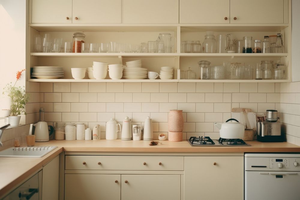 Kitchen furniture cupboard shelf. AI generated Image by rawpixel.