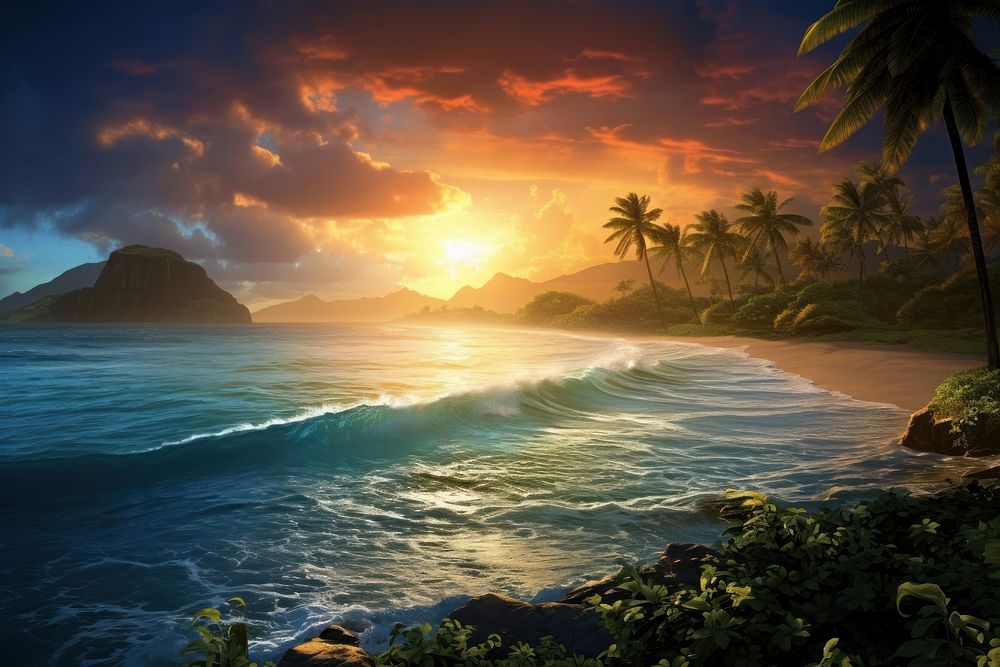 Hawaii landscape outdoors nature sunset. AI generated Image by rawpixel.