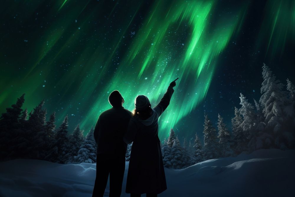 Outdoors winter nature aurora. AI generated Image by rawpixel.