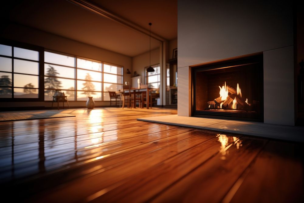 Fireplace wood flooring hardwood. AI generated Image by rawpixel.