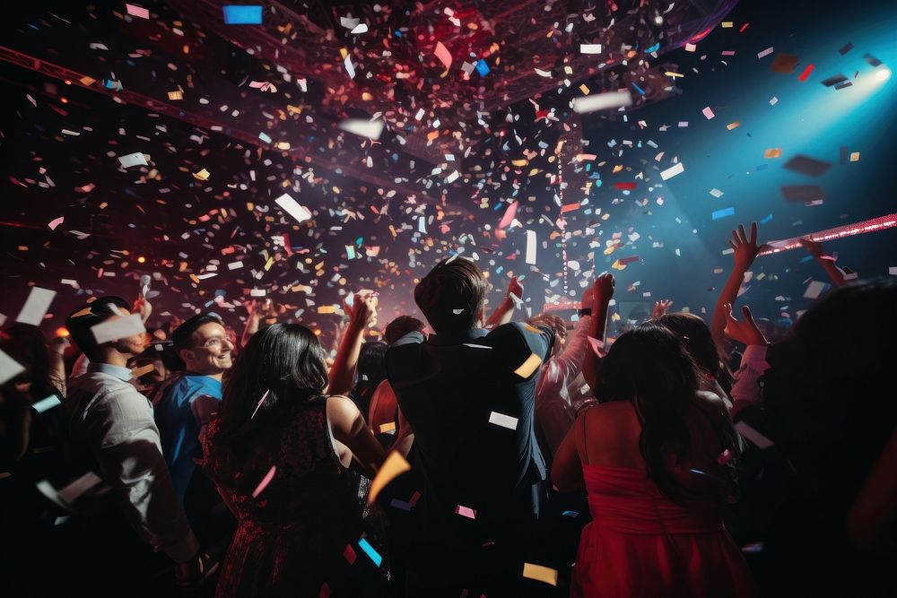 New year party fun nightlife confetti. AI generated Image by rawpixel.
