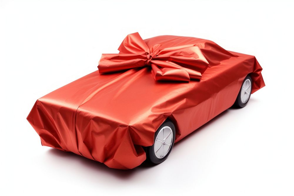 Red gift paper car white background celebration. AI generated Image by rawpixel.