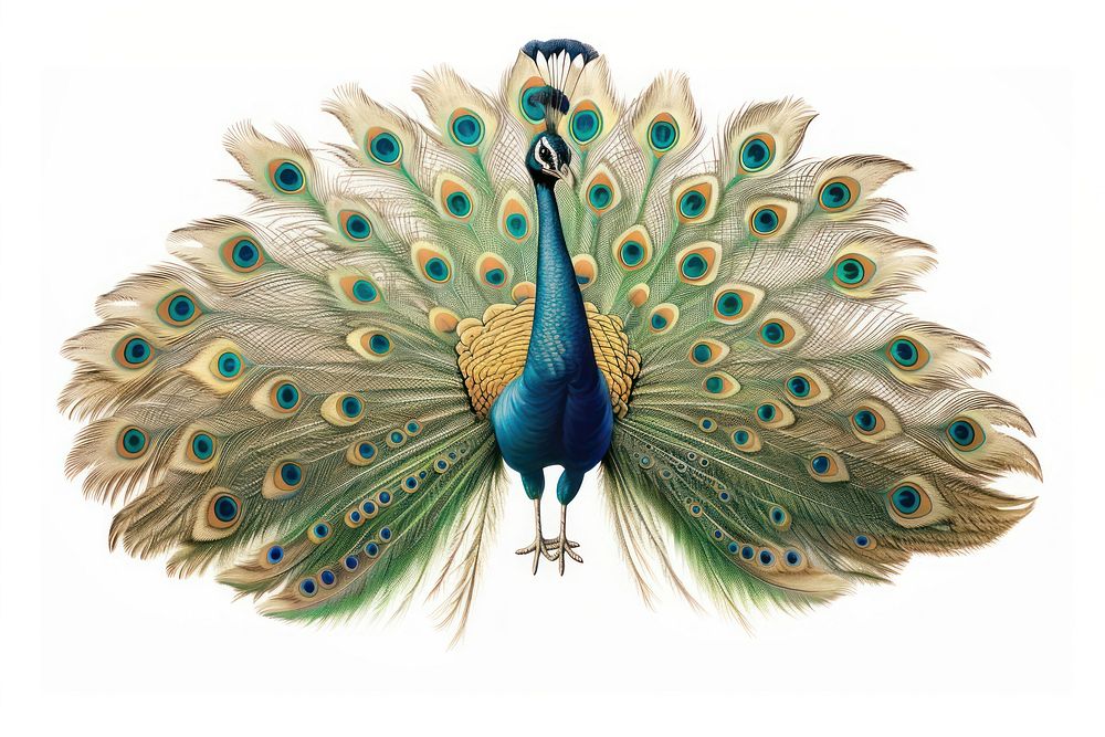 A peacock drawing feather animal. AI generated Image by rawpixel.