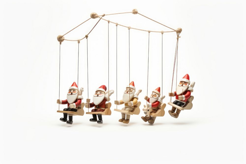 Puppet santa sleigh Puppets figurine toy white background. AI generated Image by rawpixel.