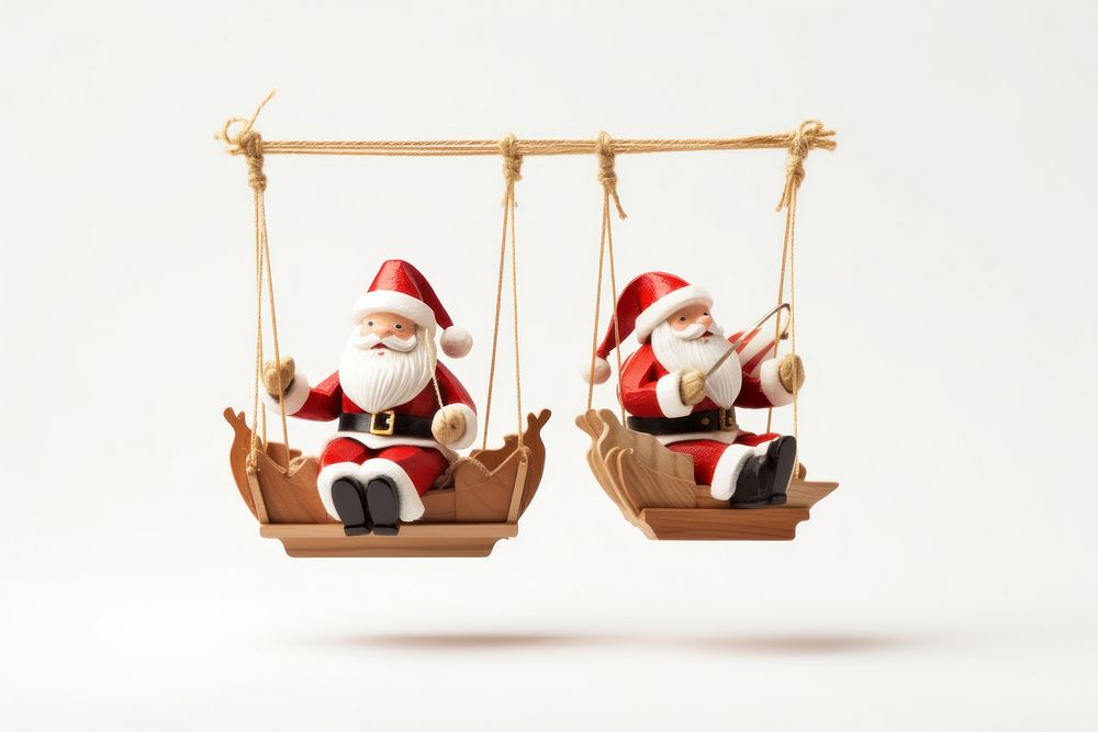 Puppet santa sleigh Puppets toy white background representation. AI generated Image by rawpixel.