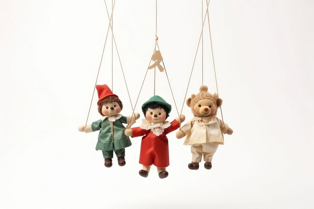Puppets christmas theme vintage doll toy white background. AI generated Image by rawpixel.
