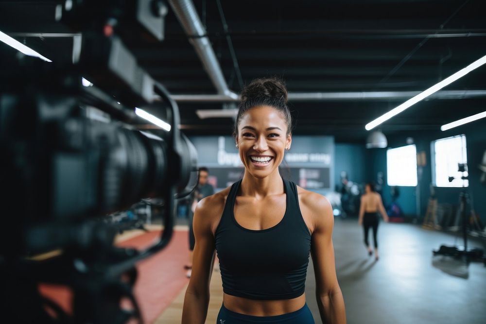 Workout vlog smile adult woman. AI generated Image by rawpixel.