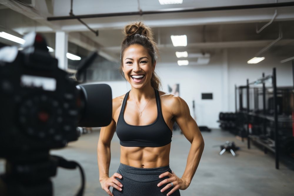 Workout vlog sports smile adult. AI generated Image by rawpixel.