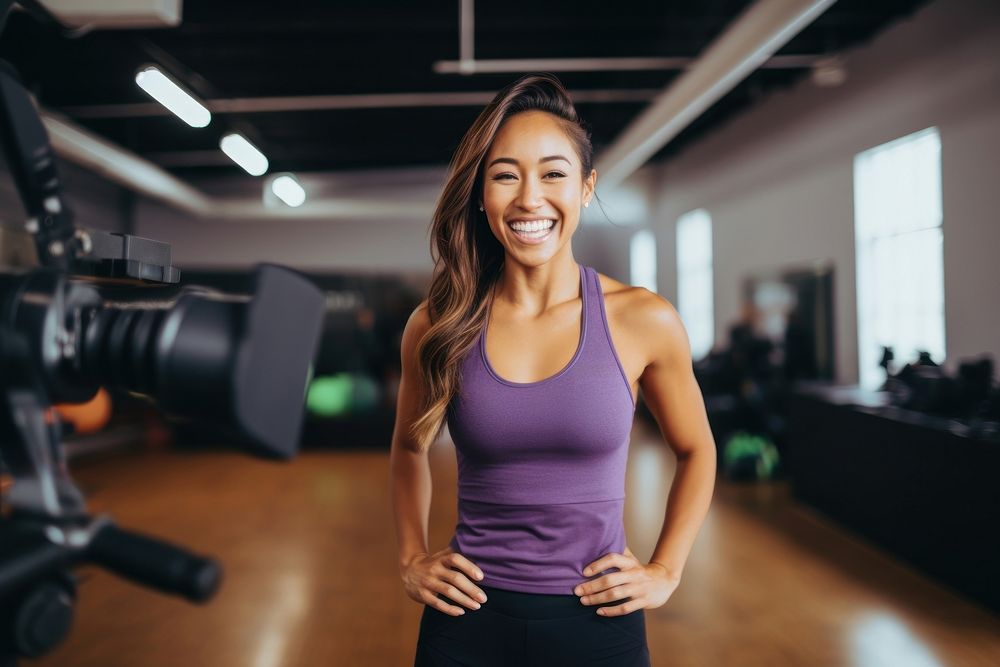 Workout vlog smile adult woman. AI generated Image by rawpixel.