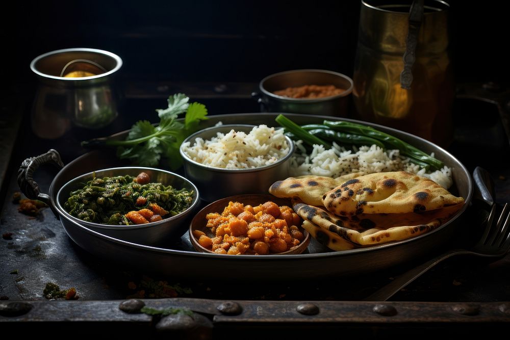 Indian Dishes plate food dish. AI generated Image by rawpixel.