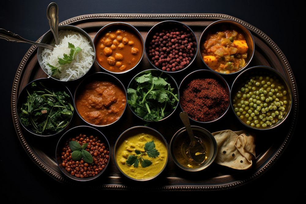 Indian Dishes food meal dish. AI generated Image by rawpixel.