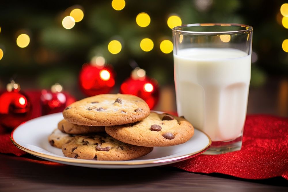 Cookie milk christmas biscuit. AI generated Image by rawpixel.