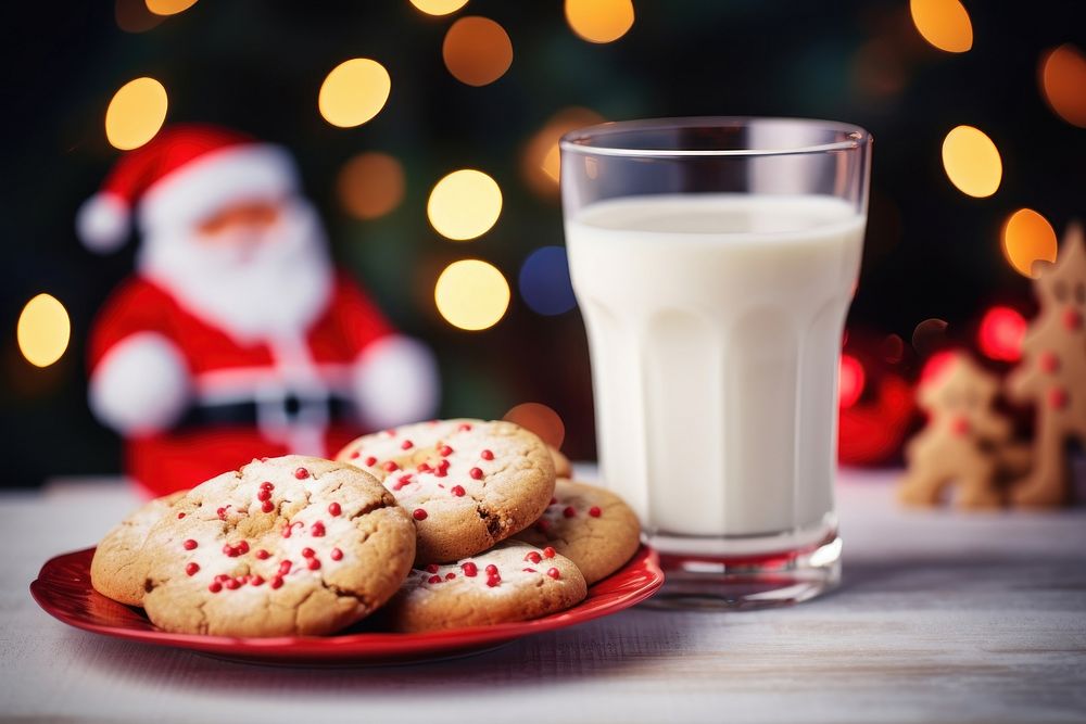Milk christmas cookie food. AI generated Image by rawpixel.