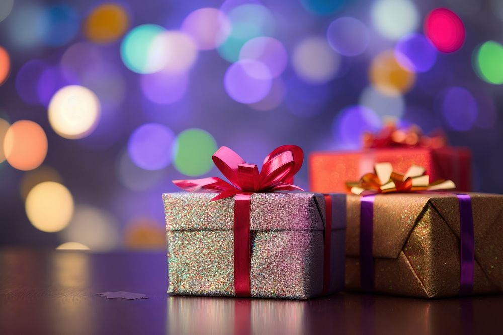Presents present wrapped ribbon. AI generated Image by rawpixel.