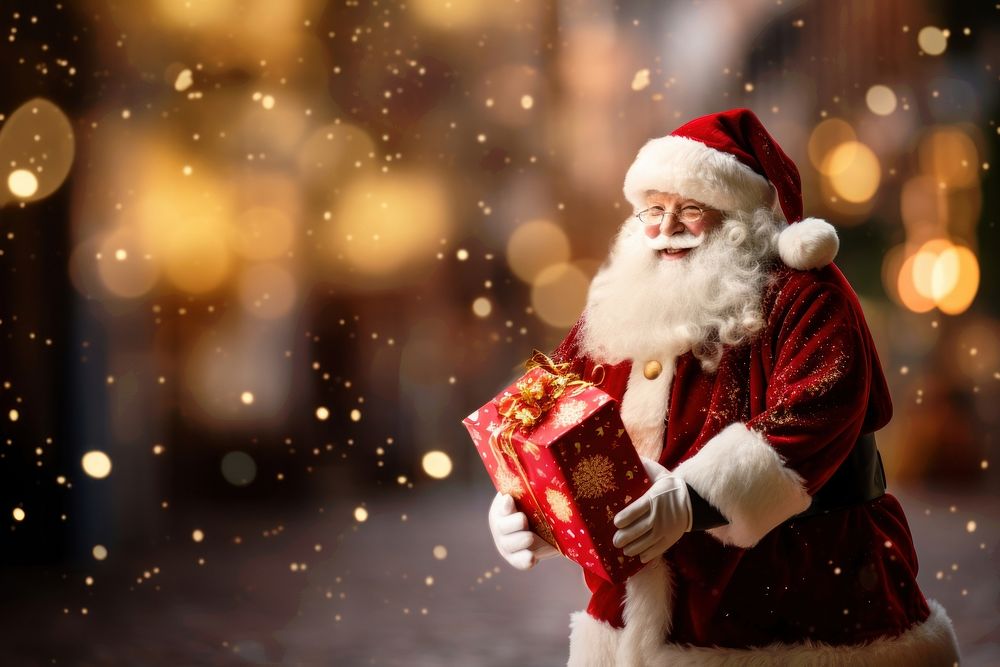 Santa Claus delivering presents christmas santa claus illuminated. AI generated Image by rawpixel.
