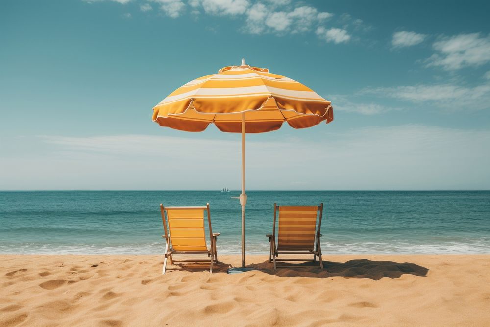 Vacation summer beach chair. AI generated Image by rawpixel.