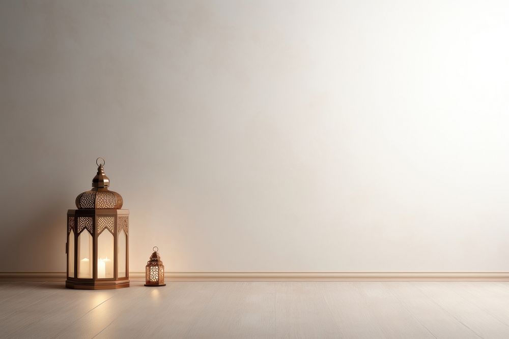 Eid mubarak lighting flooring lantern. AI generated Image by rawpixel.