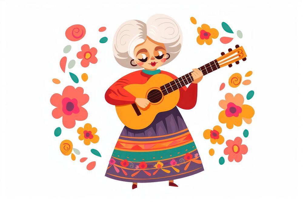 Old woman musician guitar performance. AI generated Image by rawpixel.