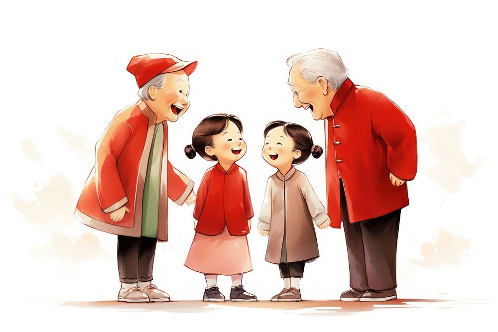 Family cute illustration greeting. AI generated Image by rawpixel.