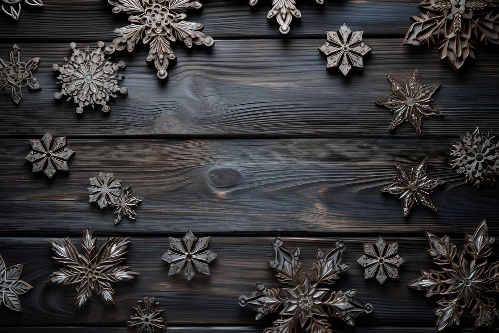 Snowflakes wood backgrounds celebration. AI generated Image by rawpixel.