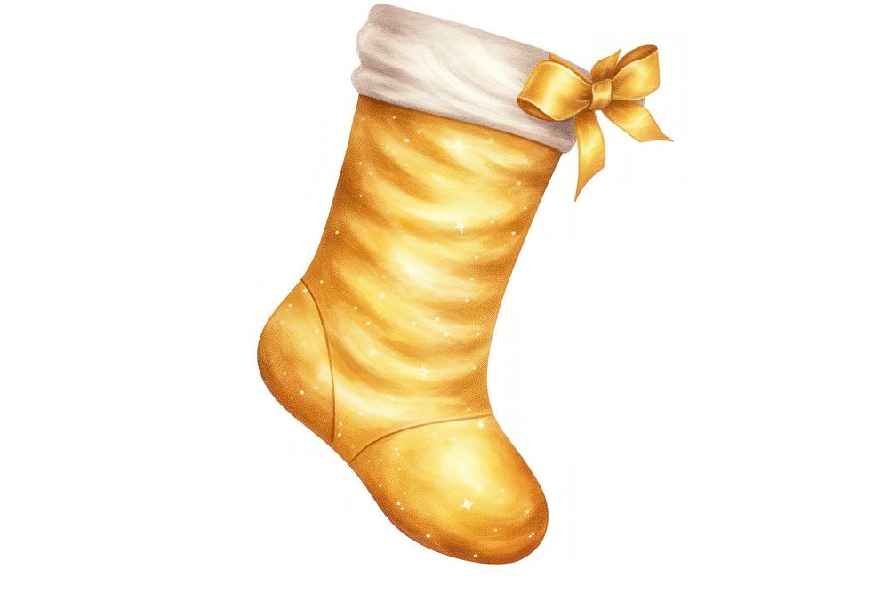 Golden christmas stocking celebration decoration footwear. AI generated Image by rawpixel.