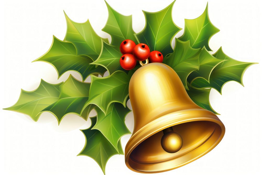 Golden christmas bell holly plant illuminated. AI generated Image by rawpixel.