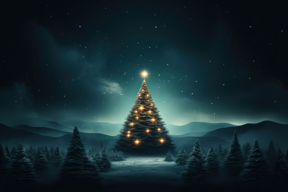 Christmas tree christmas night illuminated. AI generated Image by rawpixel.