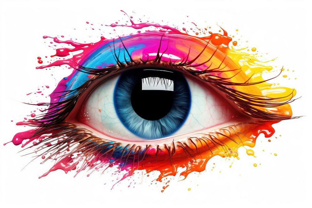 Painting eye ink white background. AI generated Image by rawpixel.