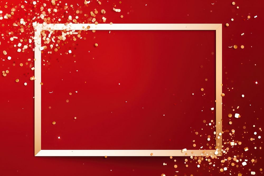 Gold white confetti frame backgrounds red red background. AI generated Image by rawpixel.