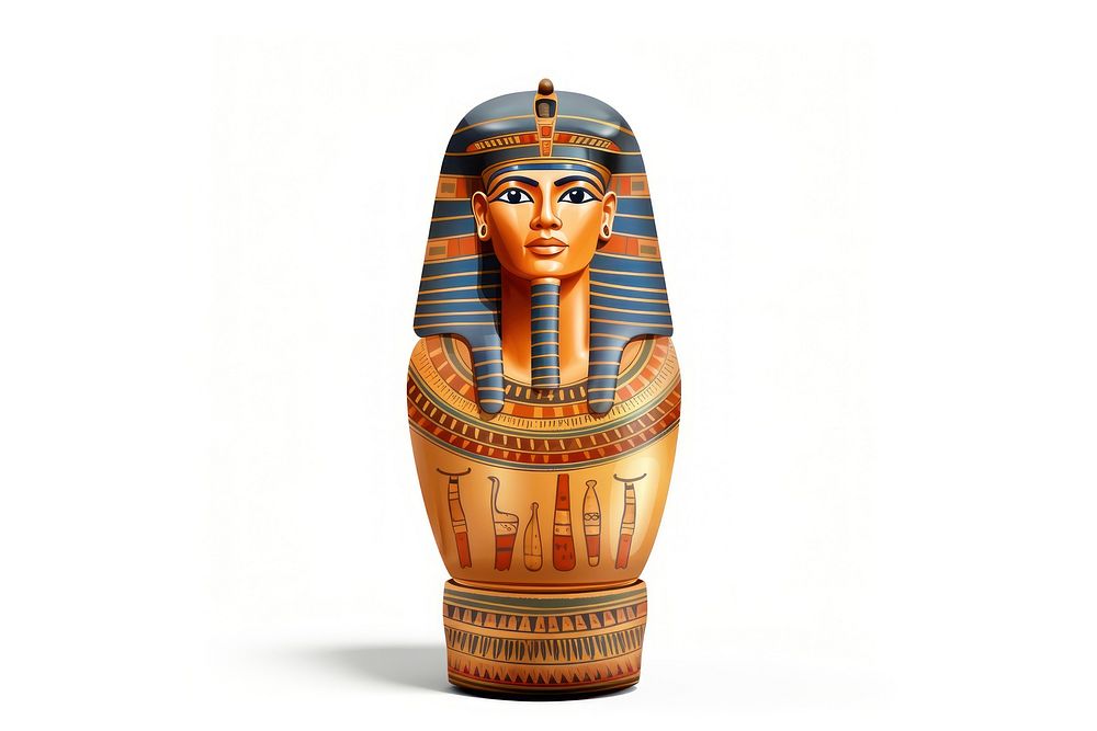 Canopic jar ancient white background representation. AI generated Image by rawpixel.