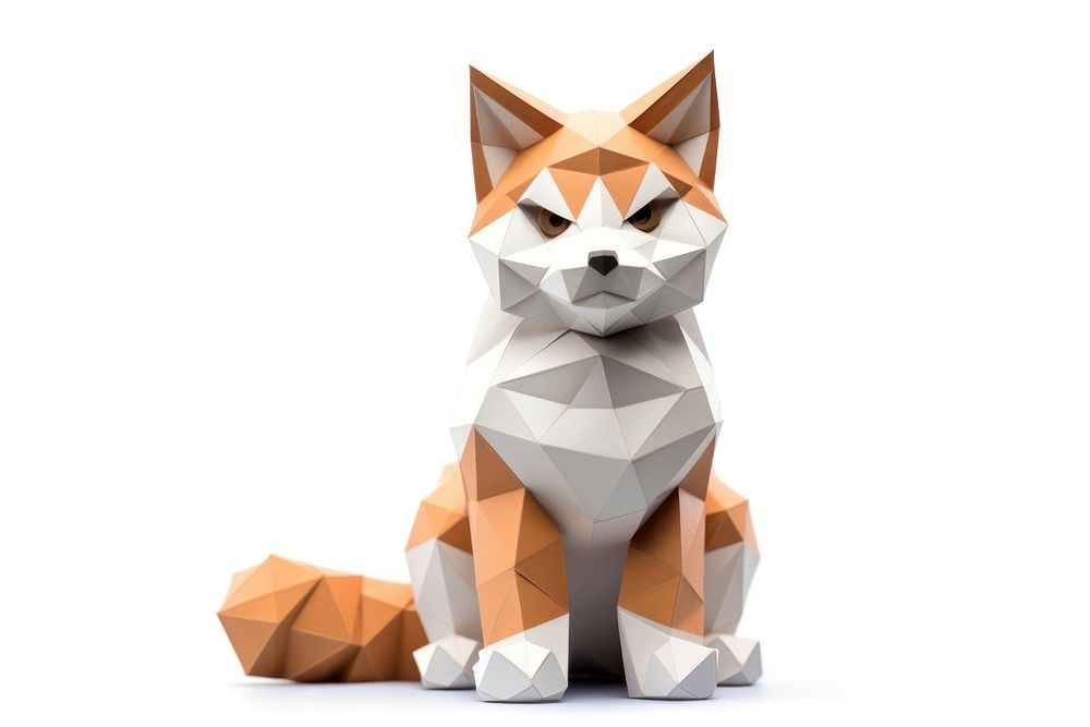 Sand cat grey-brown coated origami mammal animal. AI generated Image by rawpixel.