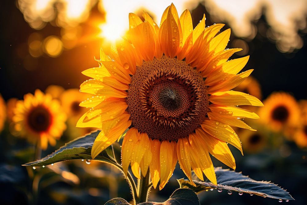 Blooming sunflower nature outdoors blossom. AI generated Image by rawpixel.