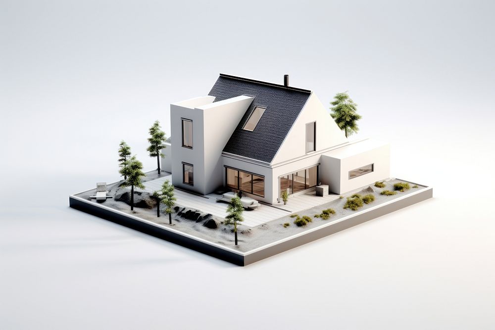 3d nordic house model architecture building dollhouse. AI generated Image by rawpixel.