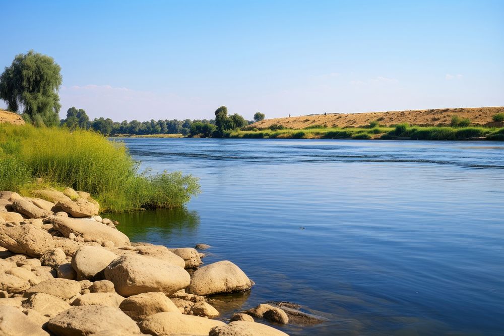 Nile River landscape reservoir outdoors. AI generated Image by rawpixel.