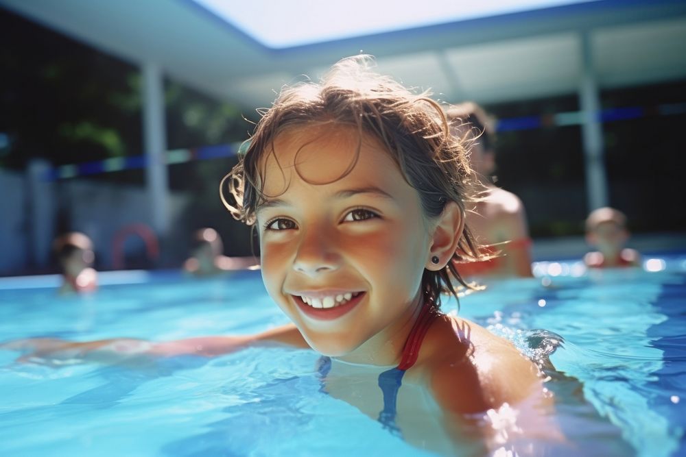Young girl swimming recreation portrait sports. AI generated Image by rawpixel.