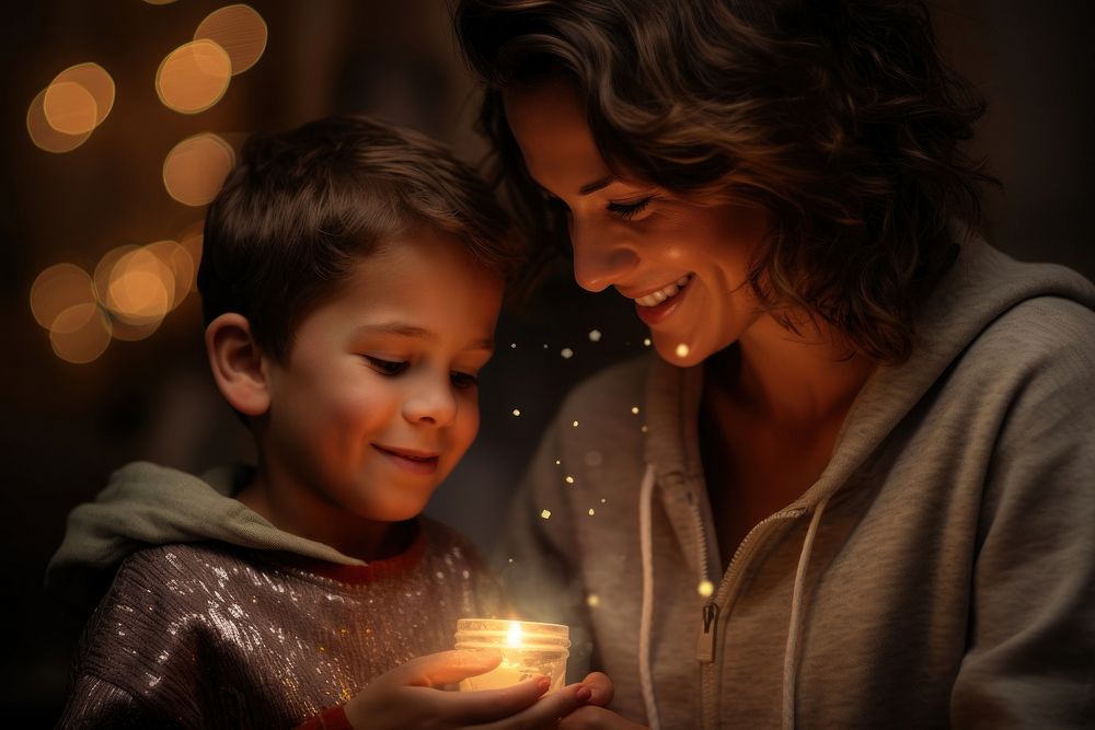 Celebrating christmas child adult togetherness. AI generated Image by rawpixel.