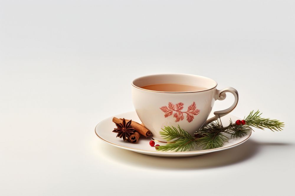 Christmas tea saucer coffee drink. AI generated Image by rawpixel.