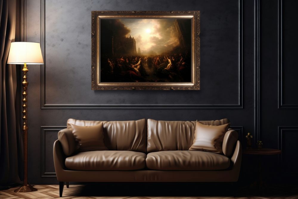 Couch painting architecture furniture. AI generated Image by rawpixel.