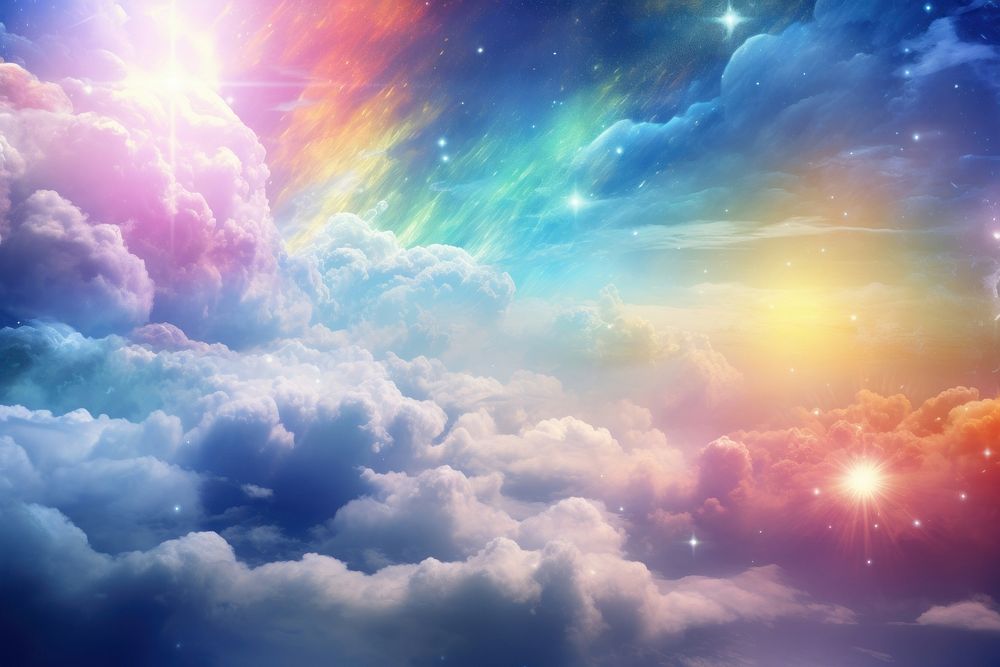 Rainbow colored background cloud backgrounds sunlight. AI generated Image by rawpixel.