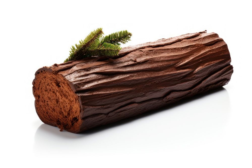 Yule log cake chocolate dessert plant. AI generated Image by rawpixel.