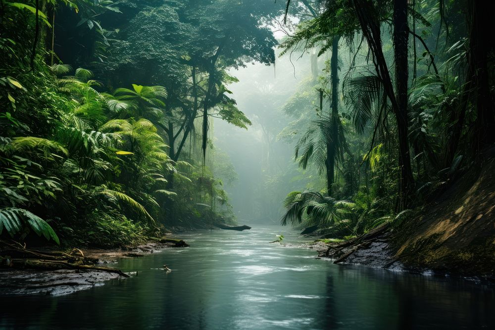 Amazon rainforest vegetation landscape outdoors. AI generated Image by rawpixel.