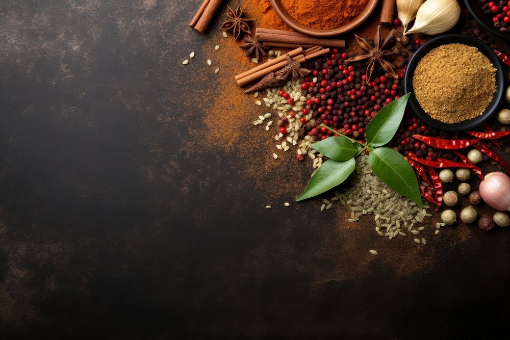 Asian food ingredients mix spice copy space freshness. AI generated Image by rawpixel.