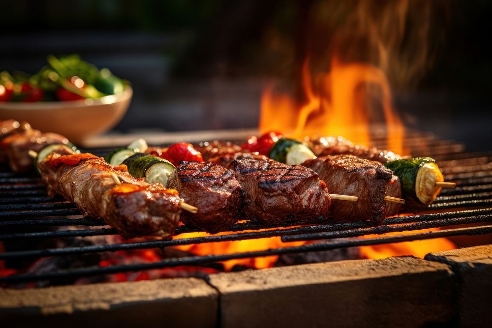 Cooking meat barbecue grilling. AI generated Image by rawpixel.